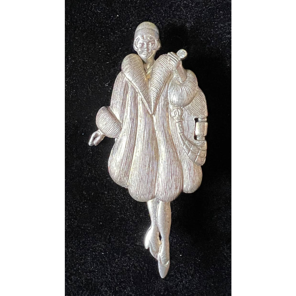 Vintage Signed AJC Before & After Taxes Brooch Pewter Silver Tone Humorous